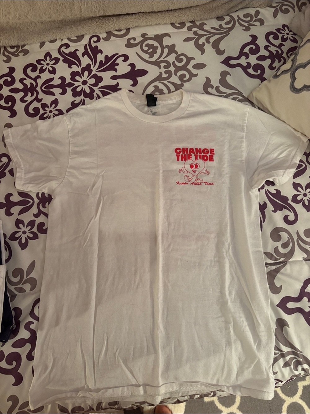 Kappa Alpha Theta Change The Tide White Graphic Tee - Red Print